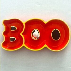 Hallmark BOO Halloween Ghost Trick-Or-Treat Candy Dish Tray Orange Porcelain